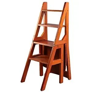 Convertible Wooden Step Chair with Fold-Out Ladder & Table Function